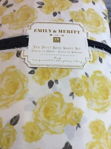 Pottery Barn Teen Emily Meritt Marigold Petit Rose King Sheet Set NWT Yellow - Picture 1 of 1