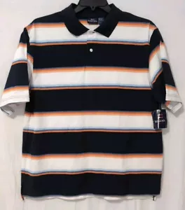 Camisa polo de golf vintage Bugle Boy para hombre a rayas L manga corta WT - Imagen 1 de 5