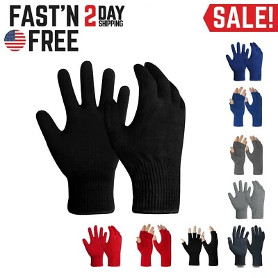 EvridWear Men Women Merino Wool Knit Liner Gloves Finger/Fingerless/Touchscreen - Image 1 of 4