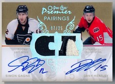 2007-08 OPC Premier Pairings SIMON GAGNE DANY HEATLEY Dual Auto Patch Rare SP 25