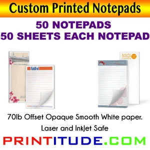 CUSTOM PRINT NOTEPADS 3X8 (50 PADS-50 SHEETS EA) 70LB Opaque Print PERSONALIZED - Picture 1 of 1