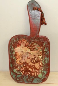 Vintage hand made wall hanging painted print wall hanging wood plaque nudes - Picture 1 of 7