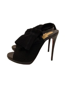 Christian Louboutin Pumps 38 Black Cotton Stylish Heels Slim Fit Used - Picture 1 of 5