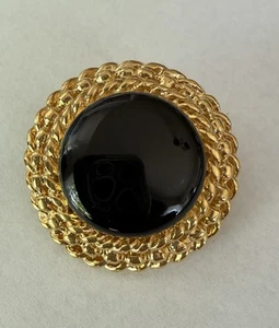 Vintage St. John Button Replacement Black Enamel And Gold - Picture 1 of 5