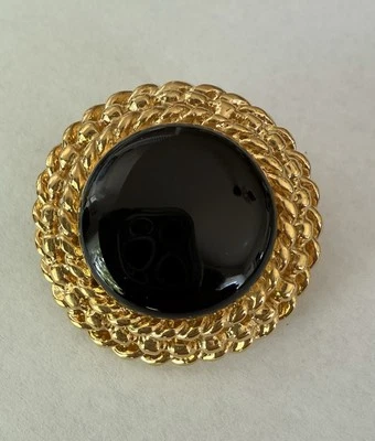 Vintage St. John Button Replacement Black Enamel And Gold - Image 1 of 4
