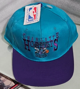 vintage ajd  CHARLOTTE HORNETS   snapback cap hat NOS NEW creasing - Picture 1 of 4