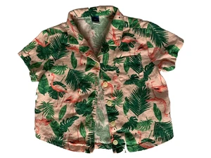 Boys Flamingo Print Pink Linen Shirt 4T - Picture 1 of 6