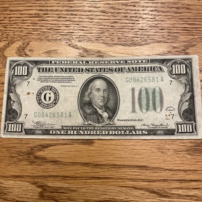 Series 1934A  $100 - One Hundred Dollar Bill Federal Reserve Note, Circulated - Image 1 of 4