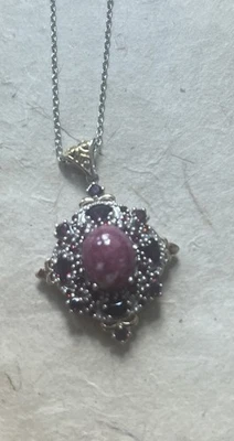 Colgante de granate noruego tulita, granate rodolita Orissa, granate mozambique con cadena Foto 1 de 4