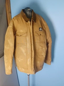 VTG Polar King Duck Canvas Work Jacket Brown Quilted Talon Zip USA Faded 3XL - Picture 1 of 17