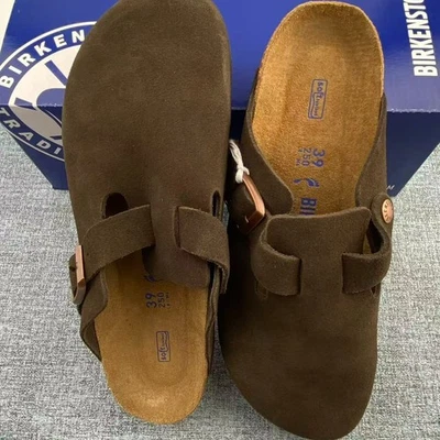 Birkenstock Boston Mocha Suede Leather Soft Footbed Unisex Shoes Clogs EU 37-45 - Image 1 of 4