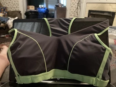 Marika Miracles Womens Sports Bra Medium 14 Gray Green Trim - Image 1 of 3