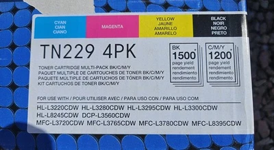 AUTÉNTICO Cartucho de tóner Brother TN229 4PK Rendimiento Estándar BK, C, Y, M Multipack Foto 1 de 4