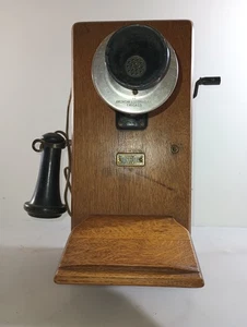 American Electric Co. Chicago Oak Wall Crank Telephone – Untested - Picture 1 of 16