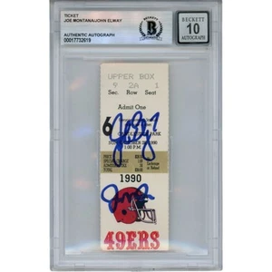 Joe Montana John Elway San Francisco 49ers 10/29/90 Ticket Slab Beckett 49958 - Picture 1 of 2