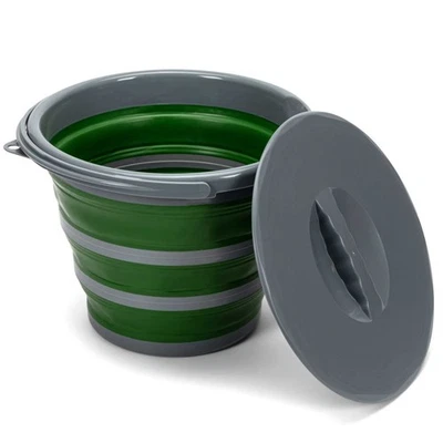 Falteimer 10 Liter mit Deckel und Henkel | Faltbarer Eimer 10l für Camping, A... - Bild 1 von 4