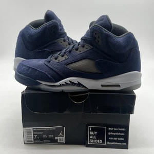 Size 7Y - Air Jordan 5 Retro SE GS Midnight Navy Georgetown Blue (FN5452-400) - Picture 1 of 9