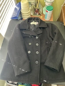 Vintage Schott US 740N Black Wool Pea Coat Jacket Mens Size 46 Made in USA - Imagen 1 de 12