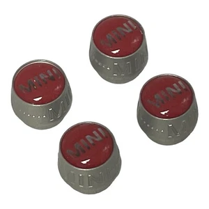MINI Cooper Emblem Logo Red Tire Valve Stem Caps Set of 4 Machined Aluminum - Picture 1 of 24