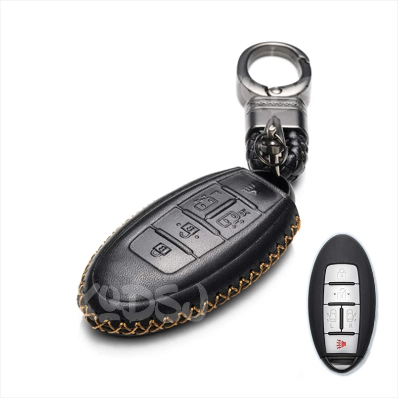 For Nissan Quest 2011-2015 Leather Remote Start Car Key Case Fob Cover Shell - Image 1 of 4