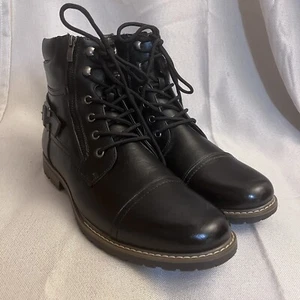 Bruno Marc Stiefel Herren 11 Philly 3 Motorrad Combat Schwarz Leder Reißverschluss Schnürung - Bild 1 von 8