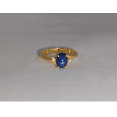 Vintage 14k Gold fill Linde Star Sapphire & Blue Stone Ring 925 Sterling Silver - Image 1 of 4