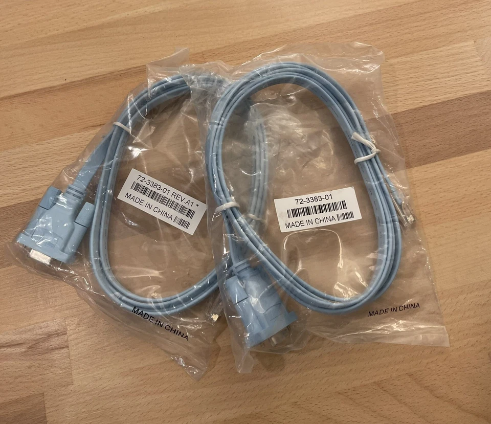 Two (2) Cisco Console Rollover Cable DB9 Serial Male to RJ-45 72-3383-01 - Image 1 of 1
