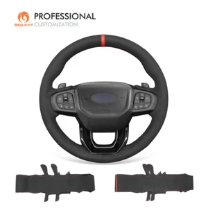 MEWANT DIY Hand Stitch Black Suede Car Steering Wheel Cover for Ford Ranger 2023 - Picture 1 of 10