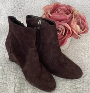 Antonio Melani Women’s Ankle Boots Size 7 Brown Suede Leather Zip 2.5” Heel Sexy - Picture 1 of 14