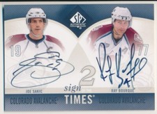 JOE SAKIC/RAY BOURQUE 2010-11 UD SP Authentic SIGN of the TIMES 2 DUAL AUTO