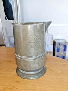 VERY RARE VICTORIAN PEWTER QUART IMPERIAL MEASURE BOARS HEAD FLEET ST LONDON - Picture 1 of 10