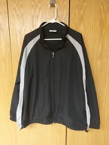 Jerzees Activewear Men's Black XL Rain Winbreaker Zip Waste Pull String Vented - Picture 1 of 8