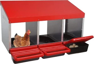 Chicken Nesting Boxes, 3 Hole Metal Rollout Egg Collection Laying Nest for Coop - Picture 1 of 12