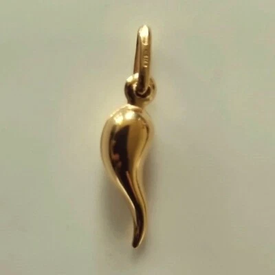 9ct Gold Italian Horn of Plenty Cornicello chilli pendant 1.5cm SMALL size. - Image 1 of 2
