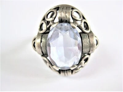 Antico Anello Argento 835 Con Topazio Blu, 5,78 G - Immagine 1 di 3