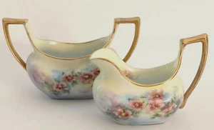 Hand Painted Porcelain Cream & Sugar Vintage Signed Ivy Martin - Picture 1 of 12