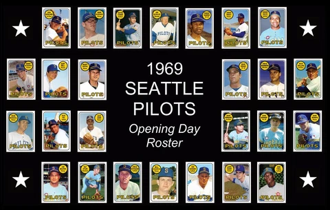 1969 SEATTLE PILOTS Baseball Card Set POSTER Unique Team Photo Art Decor Gift 69 Cover