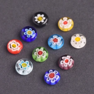 Cuentas planas redondas de vidrio de murano Millefiori de 6 mm 8 mm 10 mm 12 mm para hacer joyas - Imagen 1 de 21