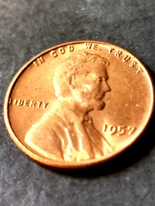 1957 Wheat penny retained die break cracked skull error Liberty in rim - Picture 1 of 6