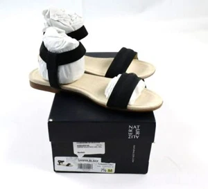 Naturalizer Women's 7.5M Sanya Sandals Slip On Ankle Strap Black Open Toe NIB - Picture 1 of 10