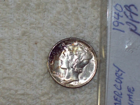 1940 MERCURY DIME COLOR TONED UNCIRCULATED Cover