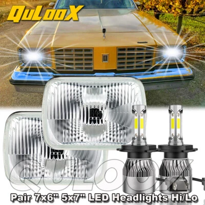 2pcs Fit Oldsmobile Cutlass Supreme 1978-1979 7x6" inch Blue halo Led Headlights - Image 1 of 4