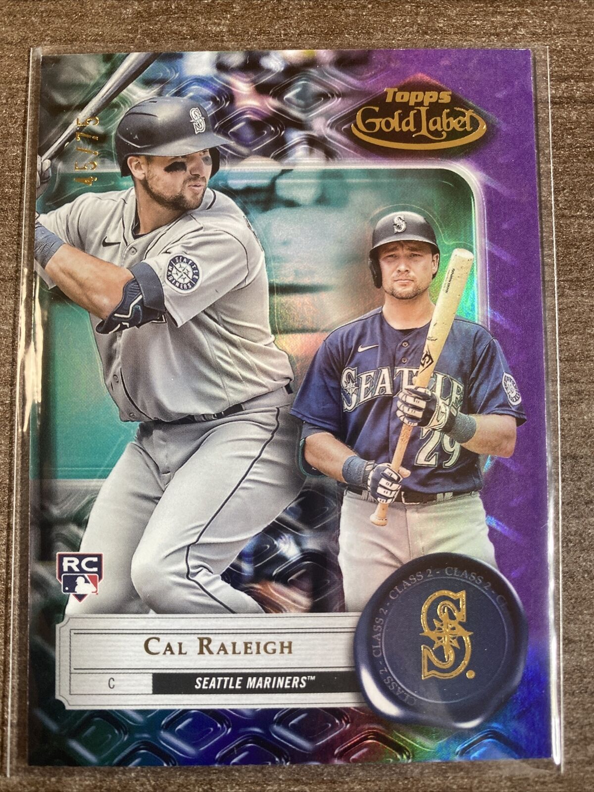 Cal Raleigh 2022 Topps Gold Label Class 2 Purple Parallel RC /75