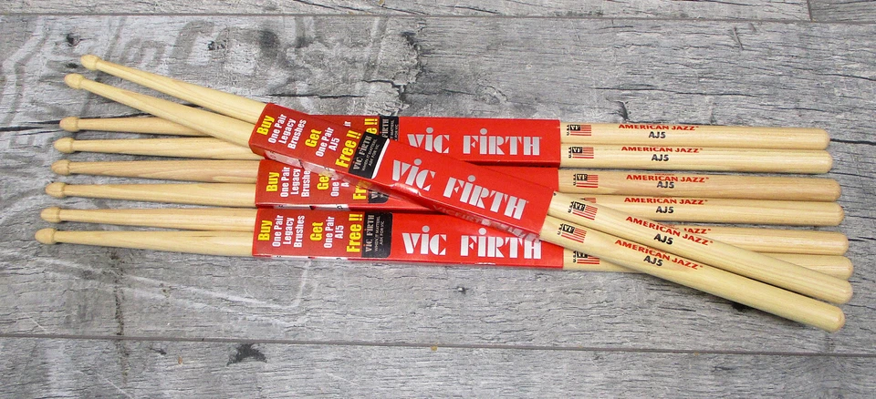 4 Paar Vic Firth AJ5 American Jazz USA Drumsticks Stöcke Hickory MEGADEAL