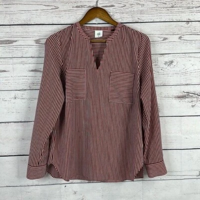 Blusa Top Camisa CAbi 5335 Mujer Mediana Franklin Rojo Azul Rayas Verticales Foto 1 de 4