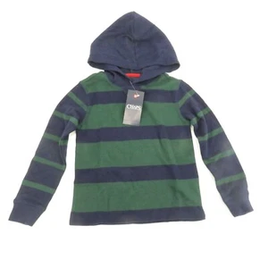 Chaps Boys Blue Green Striped Thermal Hoodie Size 5 NWT $34 - Picture 1 of 3