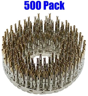 500 Pack Female Crimp Pins For D-Sub Connector Socket Plug Gold Pin Assembly - Image 1 of 2