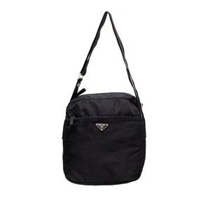 Prada Damen Schwarz Nylon Crossbody Schultertasche Dreieck Logo Platte Crossbody - Bild 1 von 11