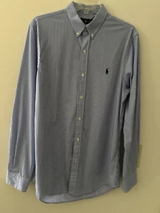 Ralph Lauren, langärmliges, blau-weiß gestreiftes Herrenhemd, Größe M - Bild 1 von 6