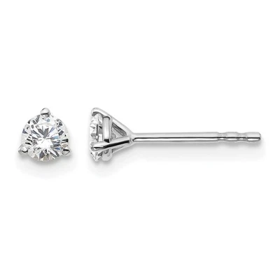 14k White Gold 1/3 Ct Round Lab Grown Diamond VS+ F+ Solitaire Stud Earrings - Image 1 of 4